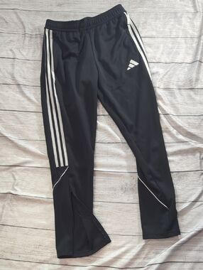 adidas Black Youth Track Pants with White Logo Print